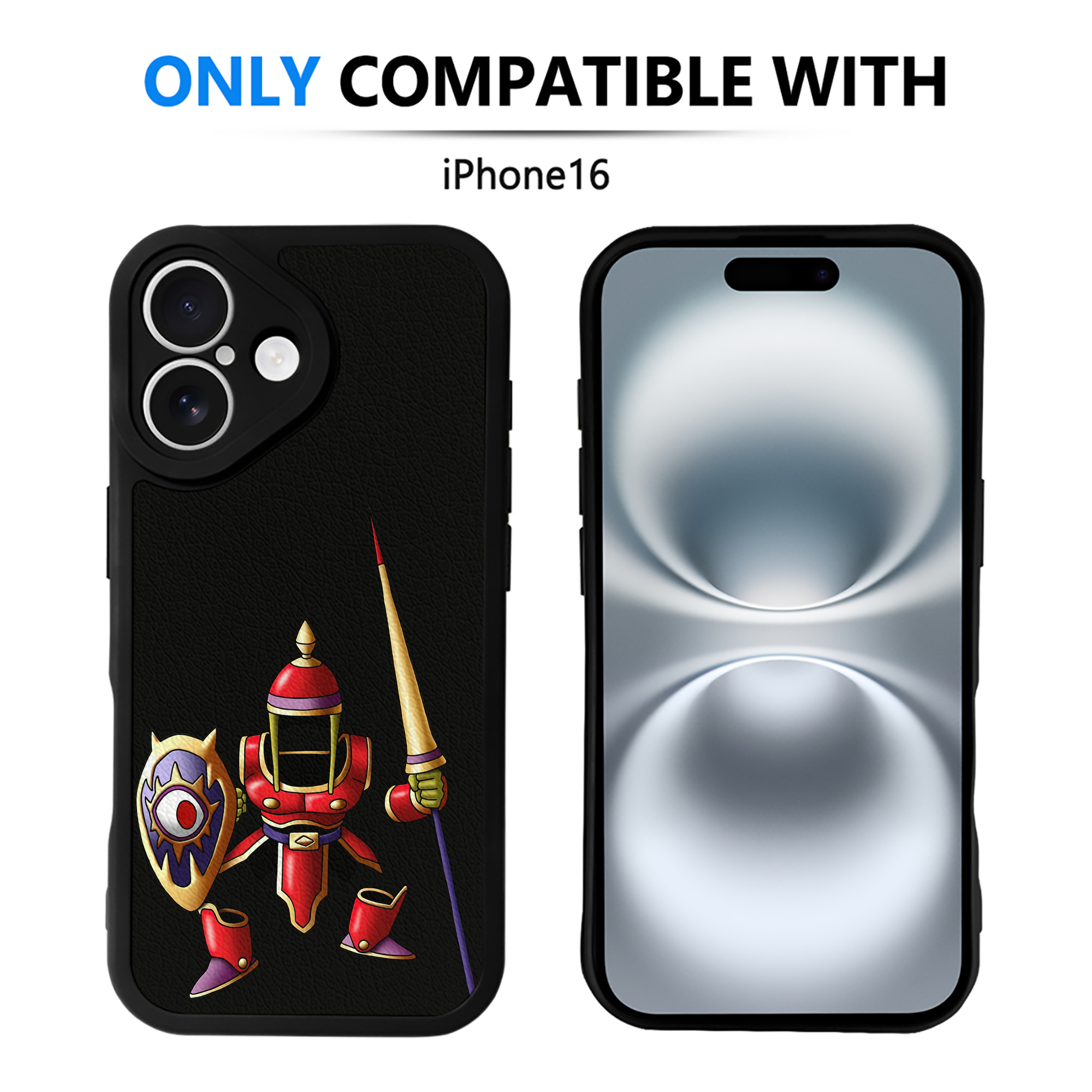 （画像用） ドラゴンクエスト Doragon Kuesuto Dragon Quest 【iPhone 16シリーズ対応】シリコンスマホケース（レザー調） 材質：シリコン